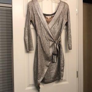 Gold silver knit dress